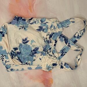 Floral Blue and White Tank Top
